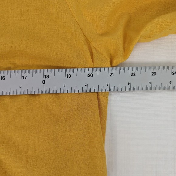 Abito Collezioni Womens Size US 10 Mexico 34 Yellow 100% Linen 3/4 Sleeve Shirt - Picture 6 of 12